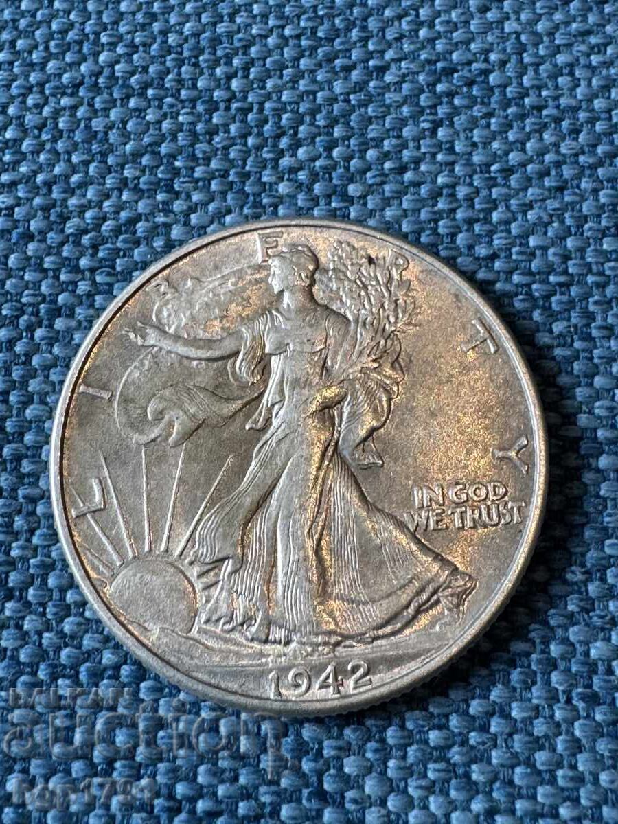 Халф долар 1942 САЩ UNC сребро