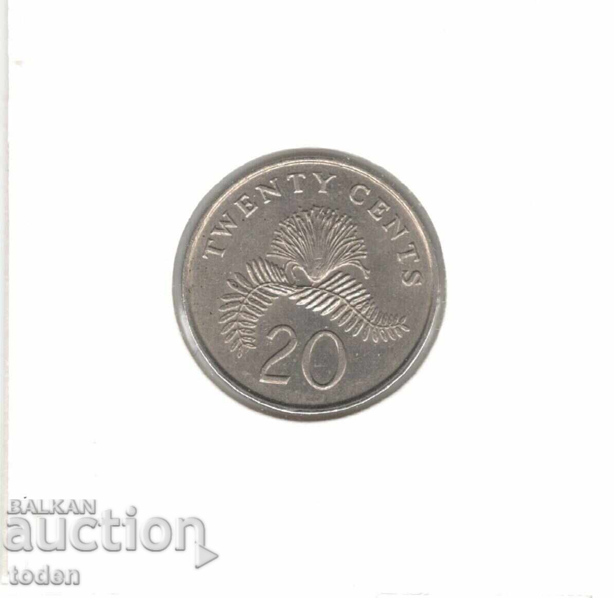 Auction  Singapore 20 Cents 1987 KM# 52 Ribbon Upwards