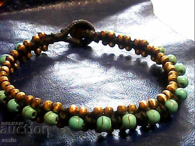 2бр стари гривне сес позлатени топки естествни камъни - 5