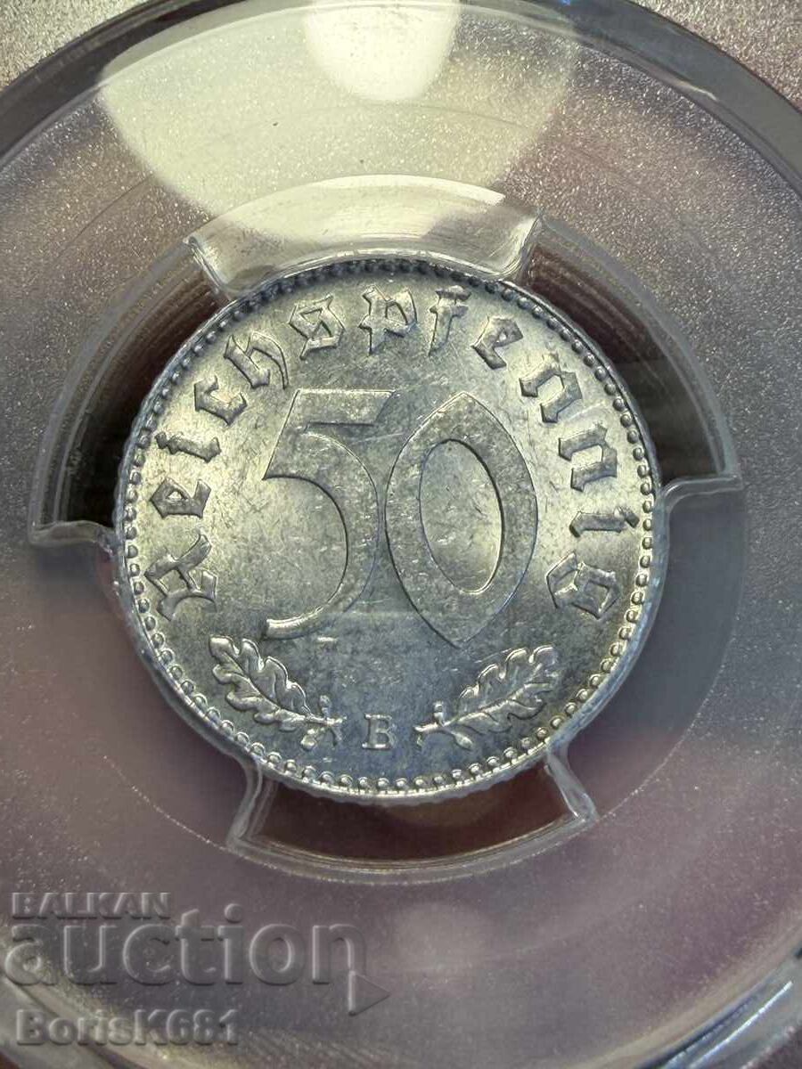 Auction Germany 50 Pfennig 1944 B MS62 PCGS Auction Germany 50 Pfennig 1944 B MS62 PCGS