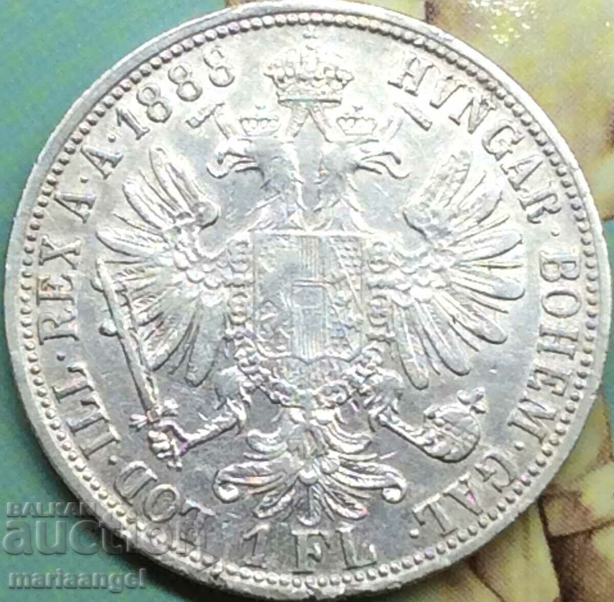 Austria 1 Florin 1888 Franz Joseph Gold Patina - 7