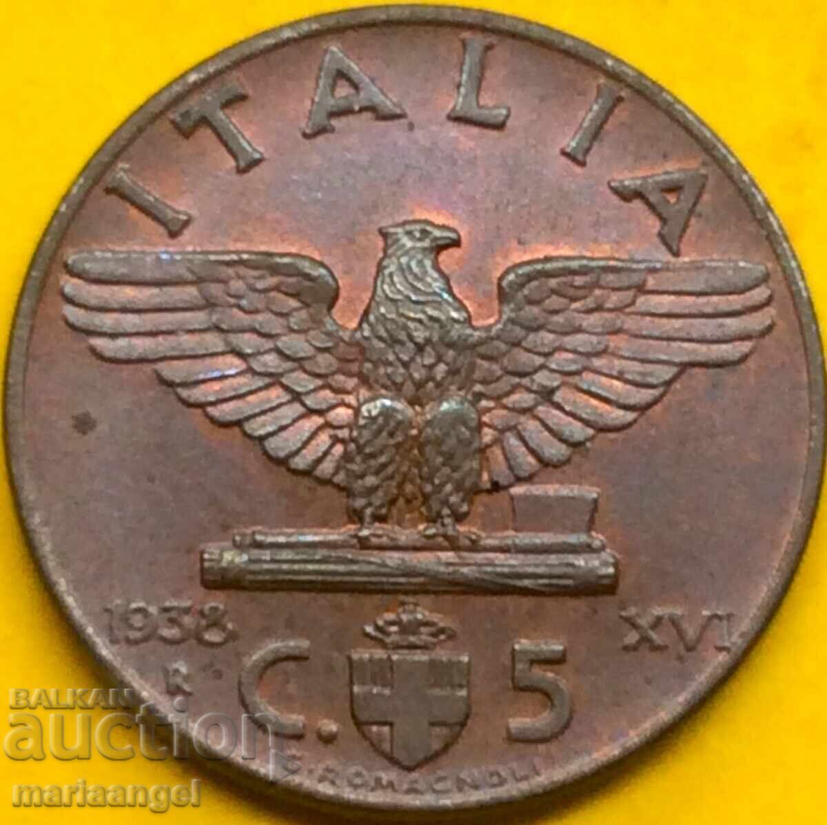 1938 5 centesimi Italia Vultur bronz - 6