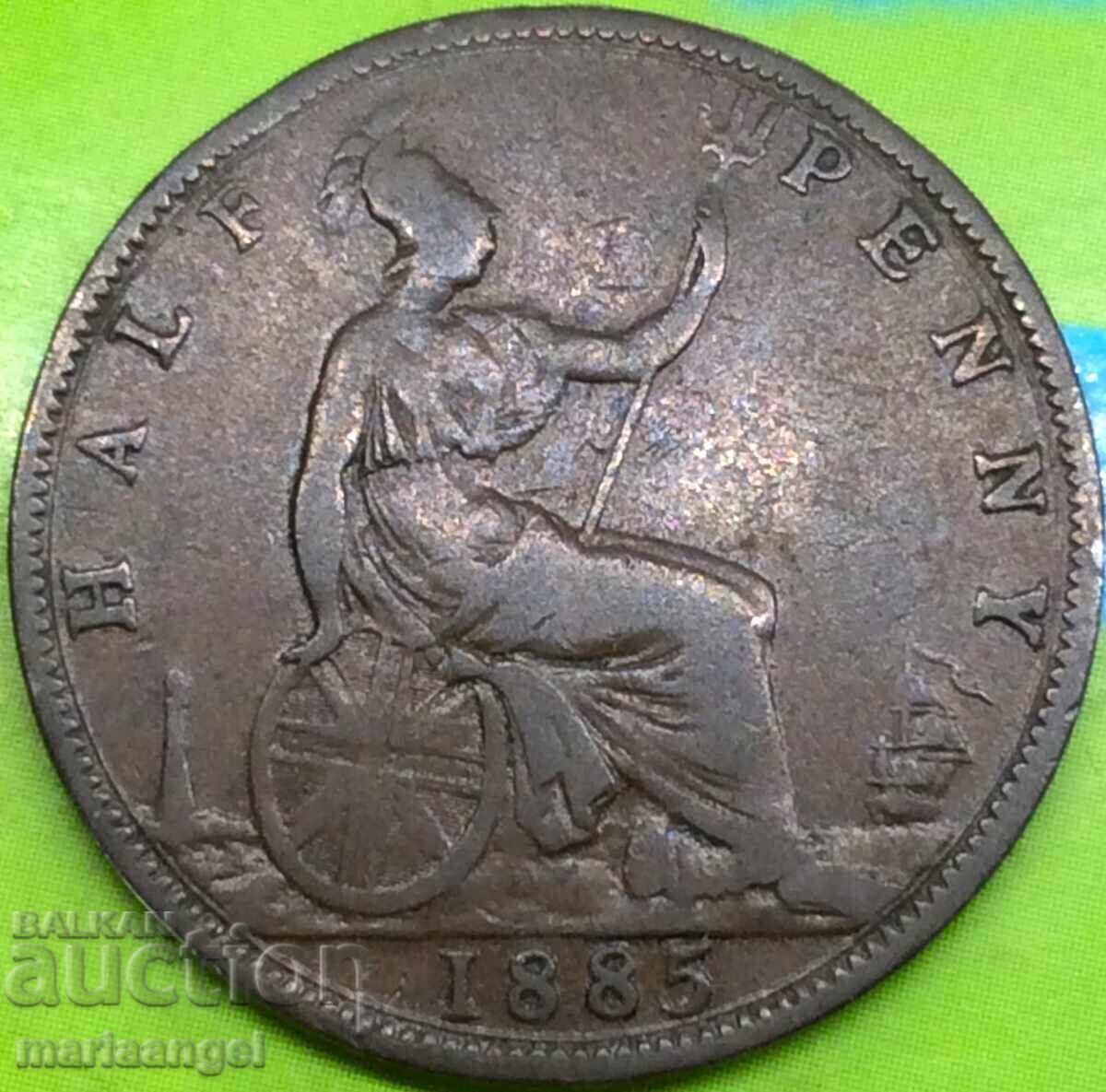 Marea Britanie 1/2 Penny 1885 Victoria Bronz Marea Britanie 1/2 Penny 1885 Victoria Bronz