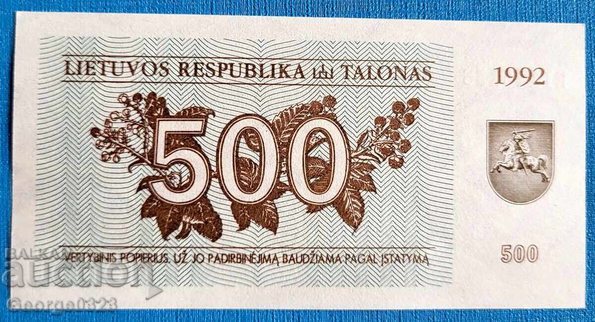 Lituania 1992 500 taloane UNC Nouă cu preț 9.99 BGN | € 5.11