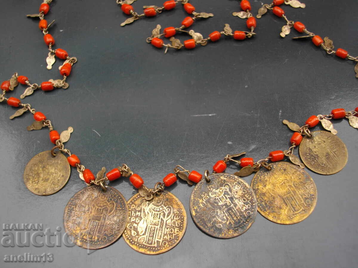 Auction Old necklace with pendants for folk costume Auction Old necklace with pendants for folk costume