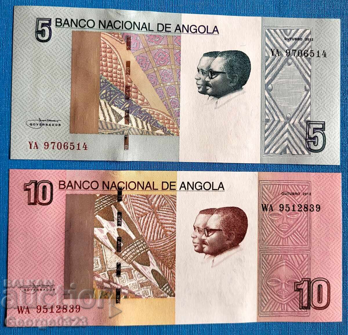 Angola 2012 2-piece set 5 10 Kwanzas UNC New