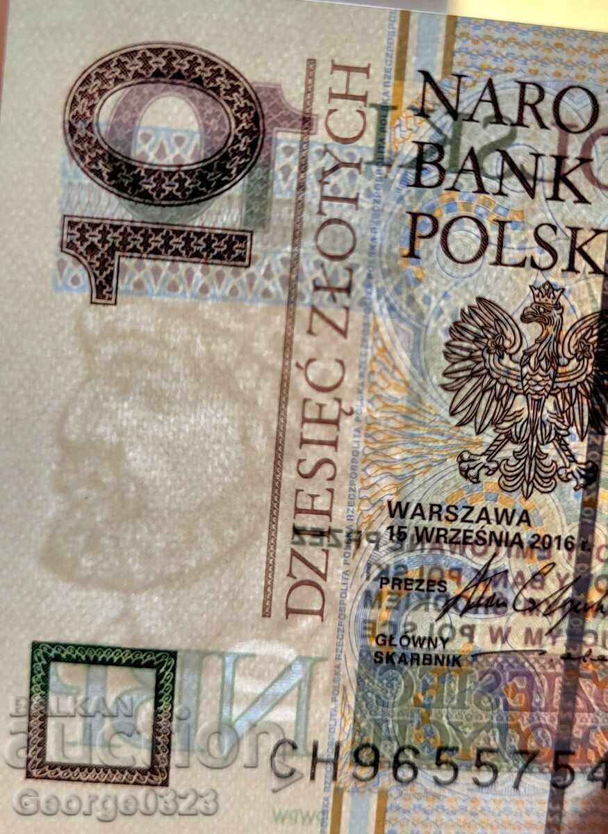 Auction  Poland 2016 10 Zloty UNC New