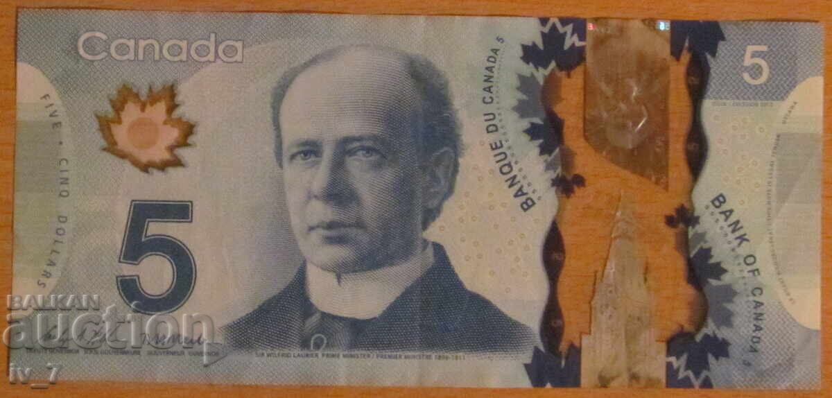 5 DOLLARS 2013, CANADA - Polymer