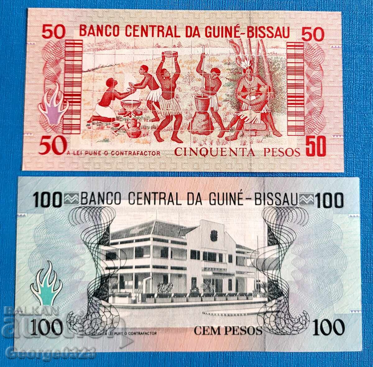 Gvineya-Bisau 1990 2 τεμάχια σετ 50 100 πέσος UNC Καινούργια με τιμή 4.49 BGN | € 2.30