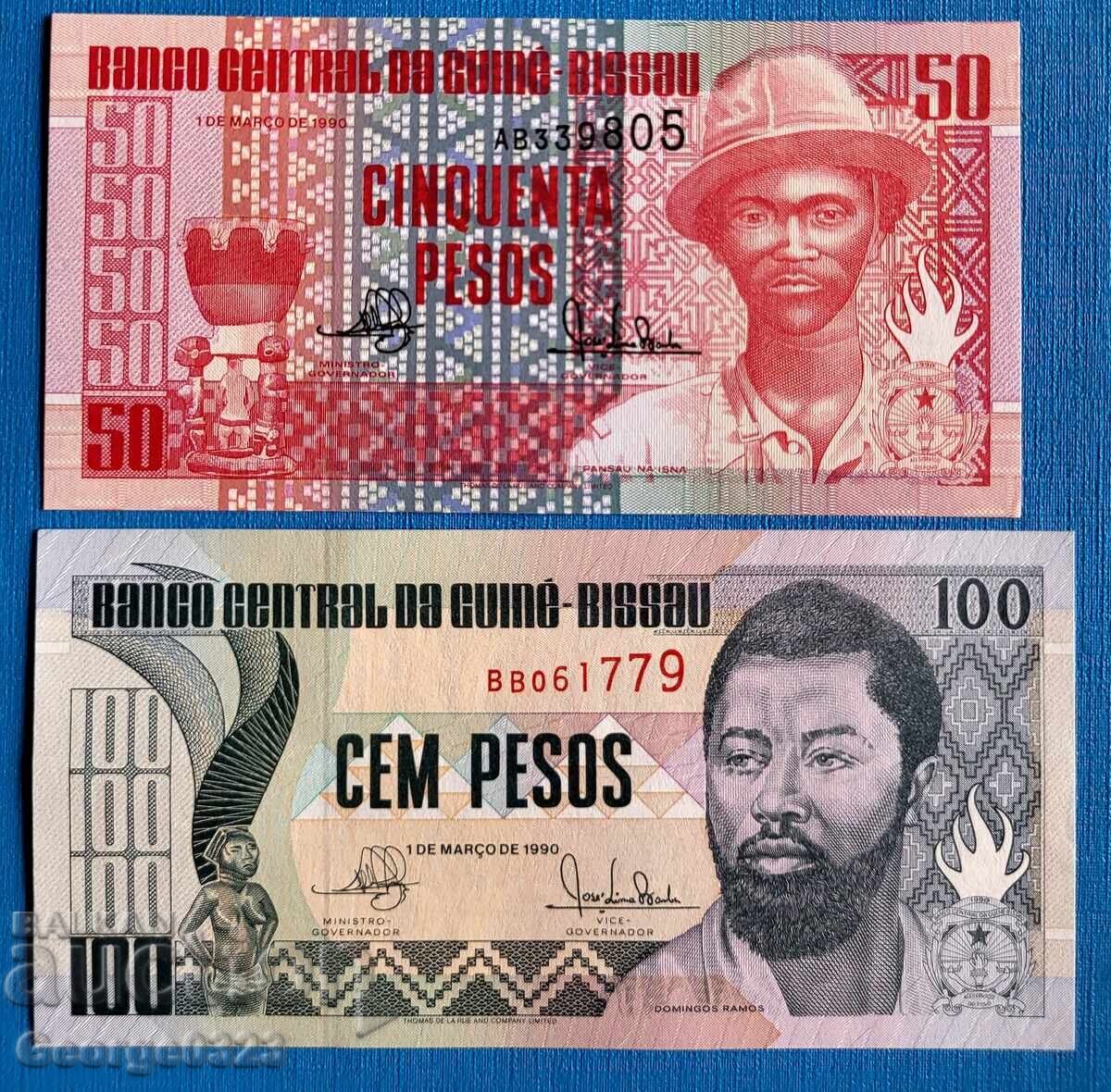 Gvineya-Bisau 1990 2 τεμάχια σετ 50 100 πέσος UNC Καινούργια