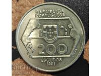 Coin Portugal (Jubilee) 200 Escudos, 1991