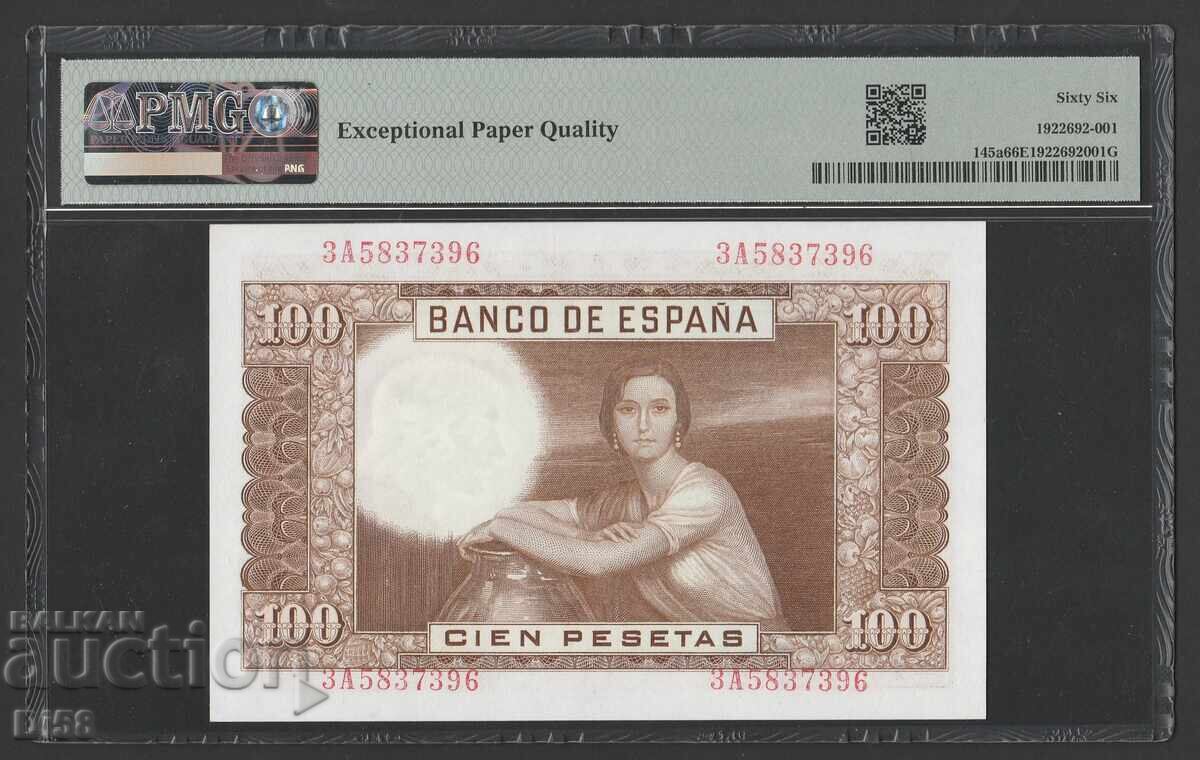 PMG 66 Банкнота 100 Песети Испания Сертифицирана 1953 г БЗЦ с цена 46.67 лв. | € 23.86 PMG 66 Банкнота 100 Песети Испания Сертифицирана 1953 г БЗЦ с цена 46.67 лв. | € 23.86