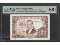 PMG 66 Bancnotă 100 Pesetas Spania Certificată 1953 BZC
