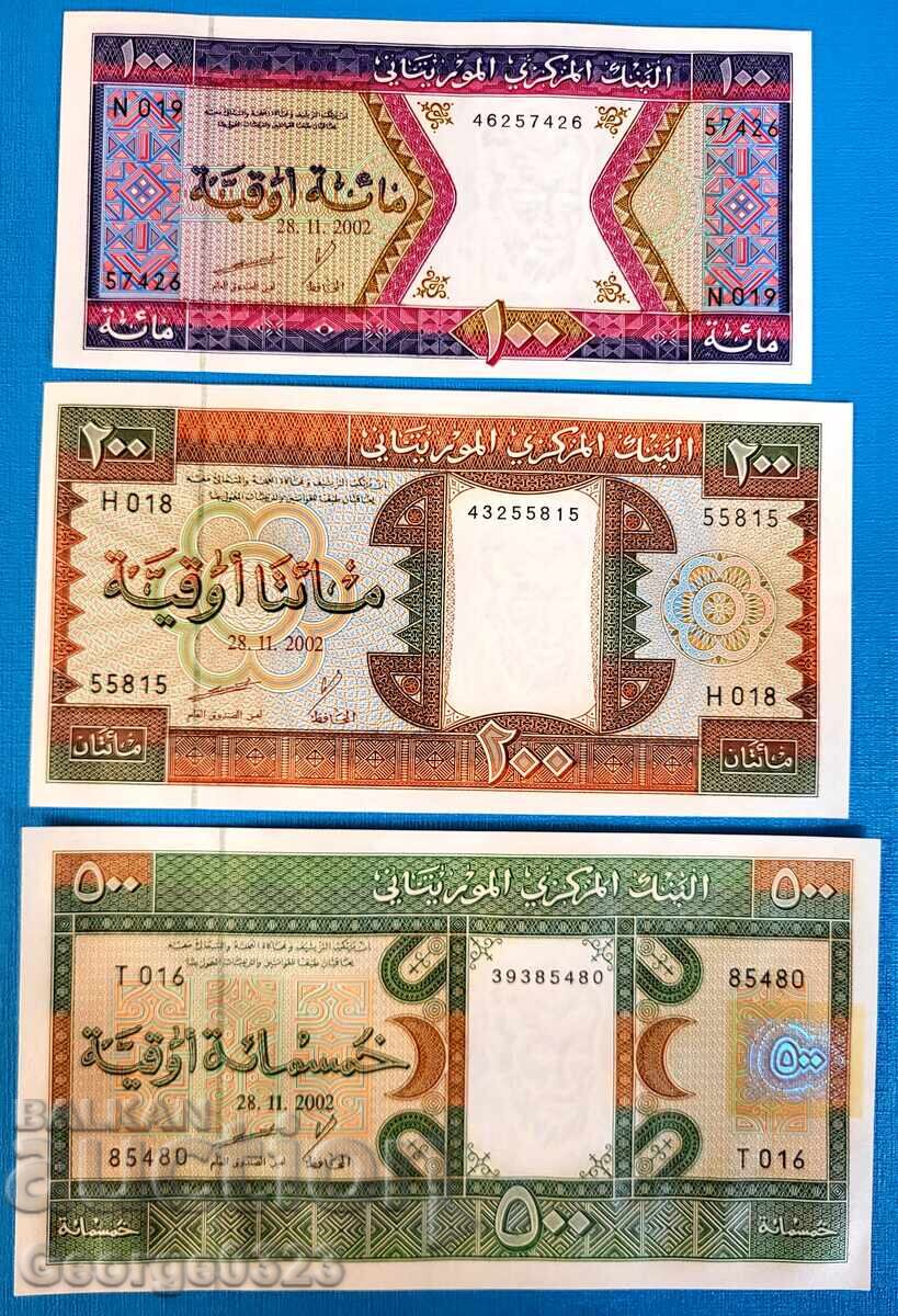 Мавритания 2002 3 броя сет 100 200 500 Огуя UNC Нови