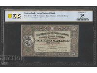 PCGS 35 Bancnotă 5 Franci Elvețieni Certificată 1949 BZC