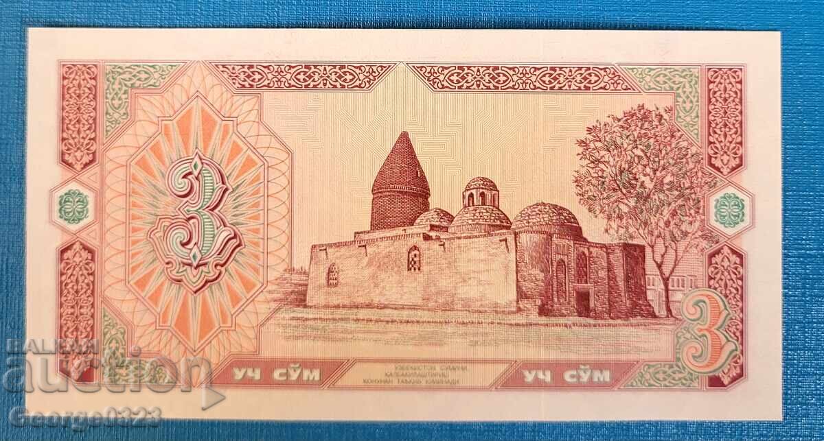 Uzbekistan 1994 3 Sum UNC New with price 4.99 BGN | € 2.55 Uzbekistan 1994 3 Sum UNC New with price 4.99 BGN | € 2.55