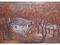 Έργο ζωγραφικής με λάδι, αστικό τοπίο