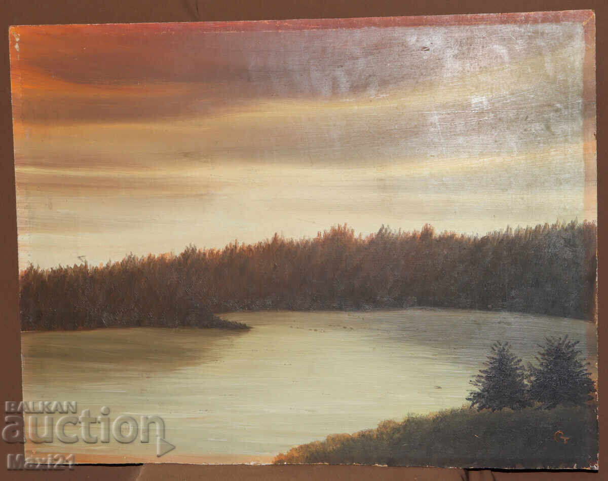 Oil painting landscape lake with price 300.00 BGN | € 153.39