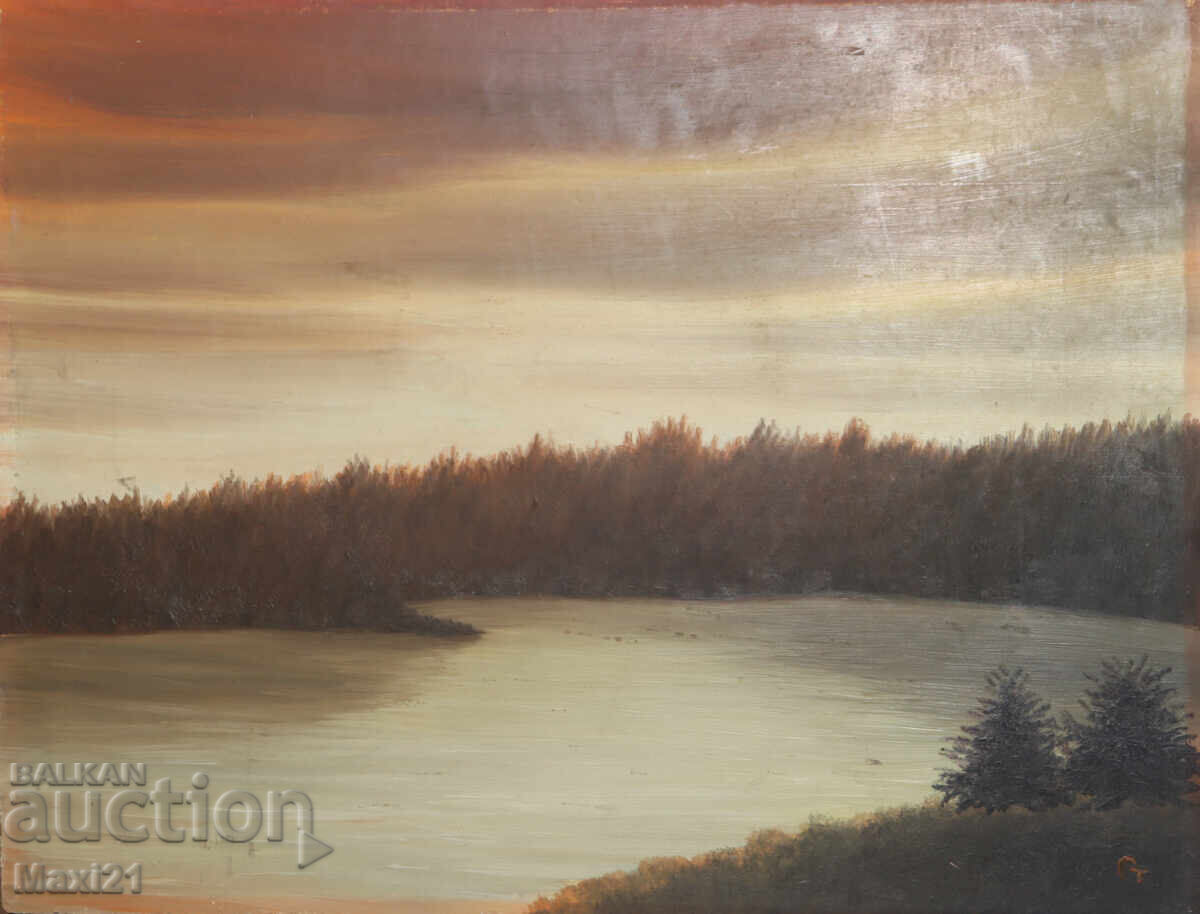 Auction  Oil painting landscape lake