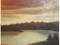 Tablou ulei pe pânză peisaj lac