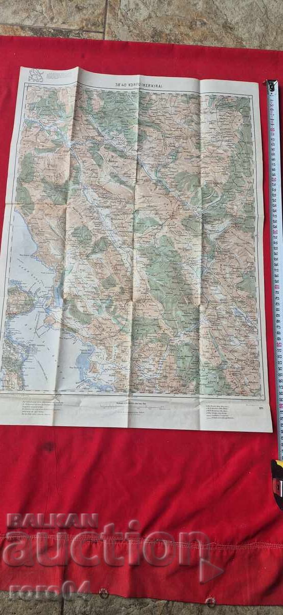 ΚΕΡΚΥΡΑ - ΠΑΛΙΟΣ ΣΤΡΑΤΙΩΤΙΚΟΣ ΧΑΡΤΗΣ - WW I