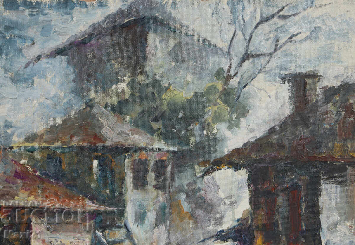 Delivery of Oil painting, cityscape, houses