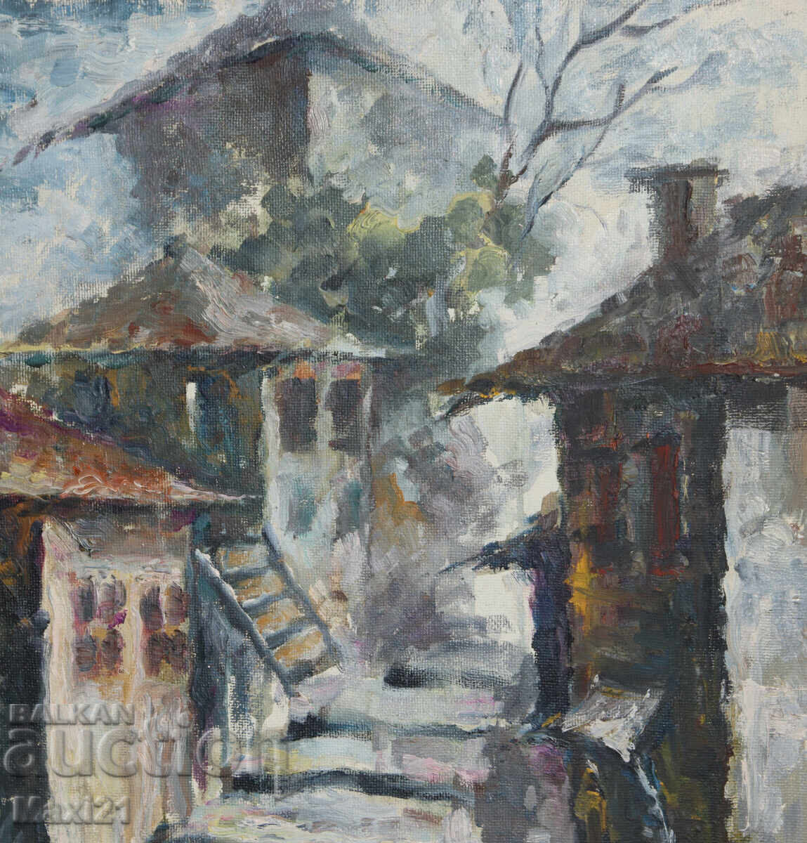 Oil painting, cityscape, houses - 5