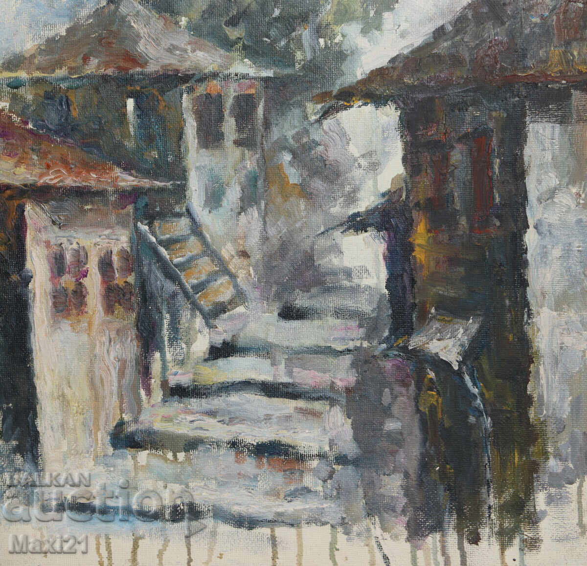 Oil painting, cityscape, houses - 6