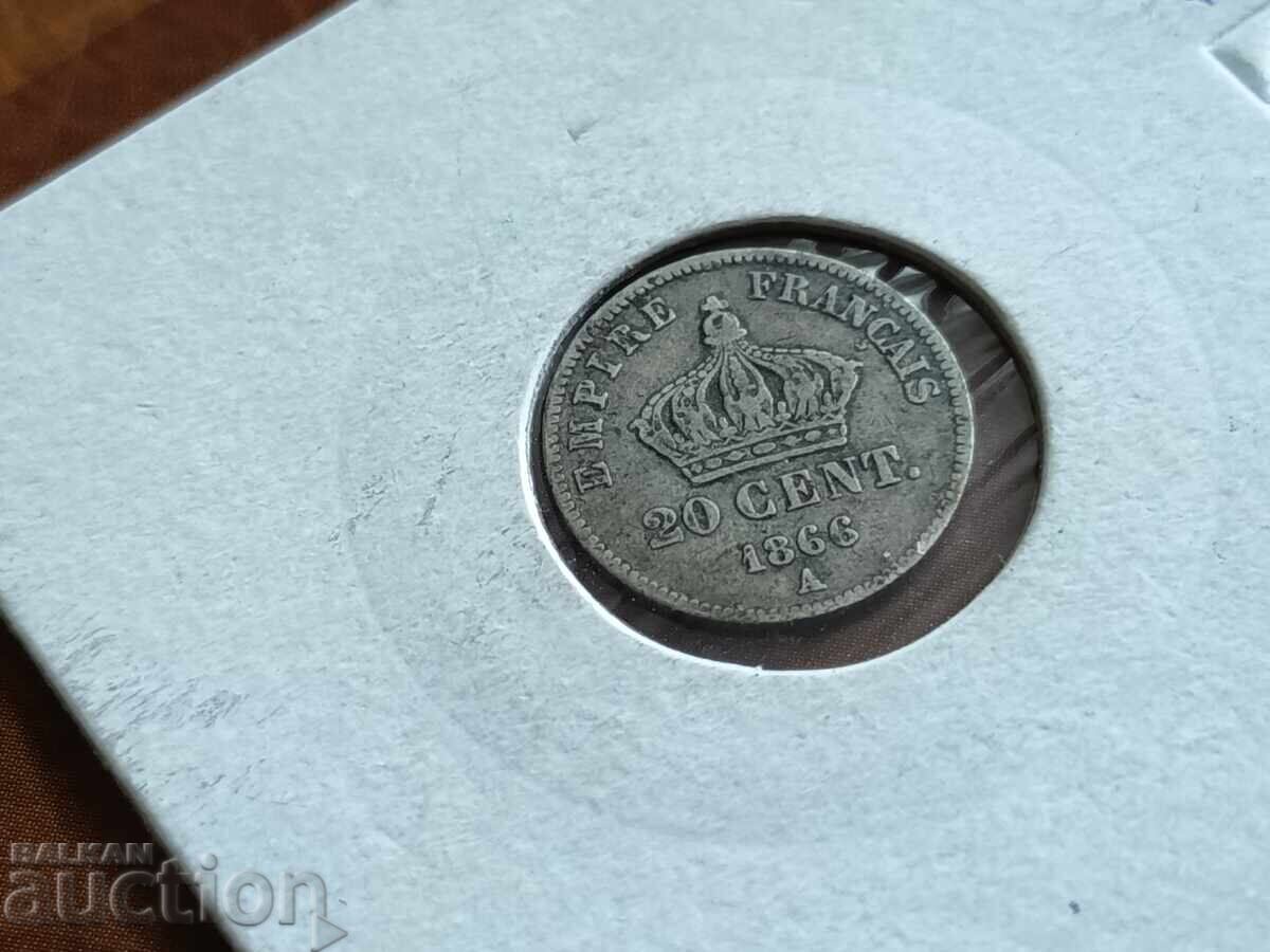 Γαλλία νόμισμα 20 centimes 1866. Α /Παρίσι/ με τιμή 20.00 BGN | € 10.23 Γαλλία νόμισμα 20 centimes 1866. Α /Παρίσι/ με τιμή 20.00 BGN | € 10.23