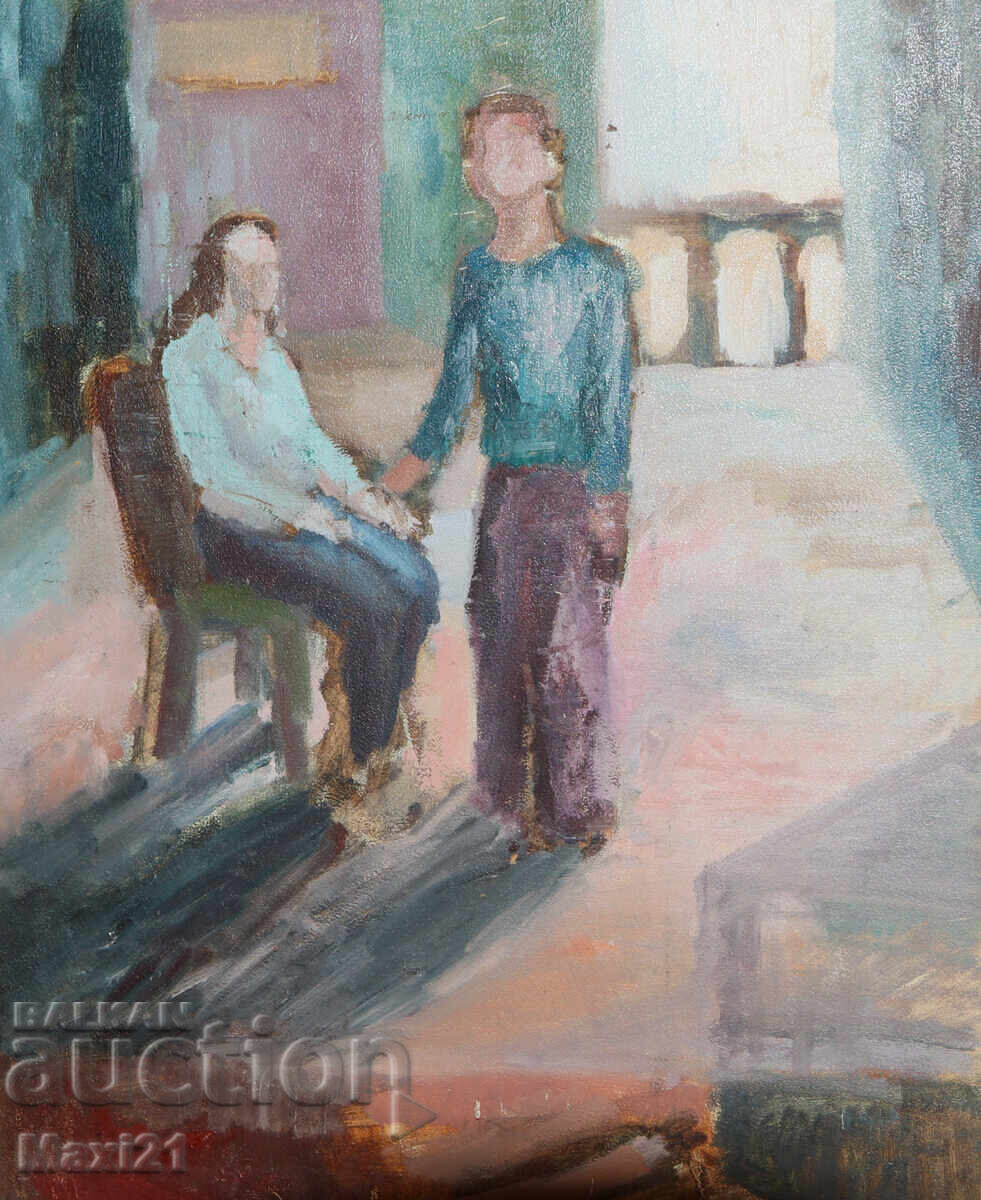 Oil painting, expressionistic portrait of a man and a woman with price 280.00 BGN | € 143.16