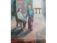 Oil painting, expressionistic portrait of a man and a woman