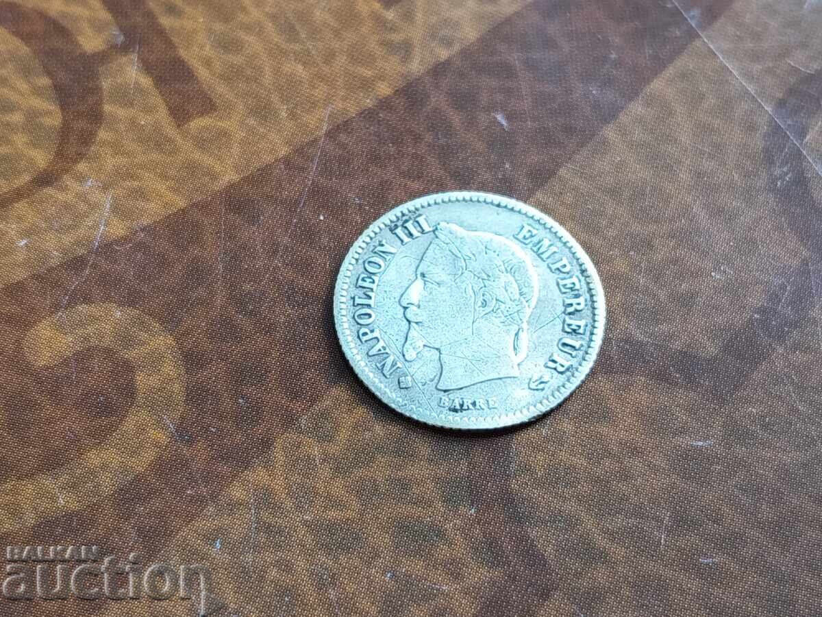 Παράδοση Γαλλία νόμισμα 20 λεπτών 1867 ΒΒ /Βρυξέλλες/