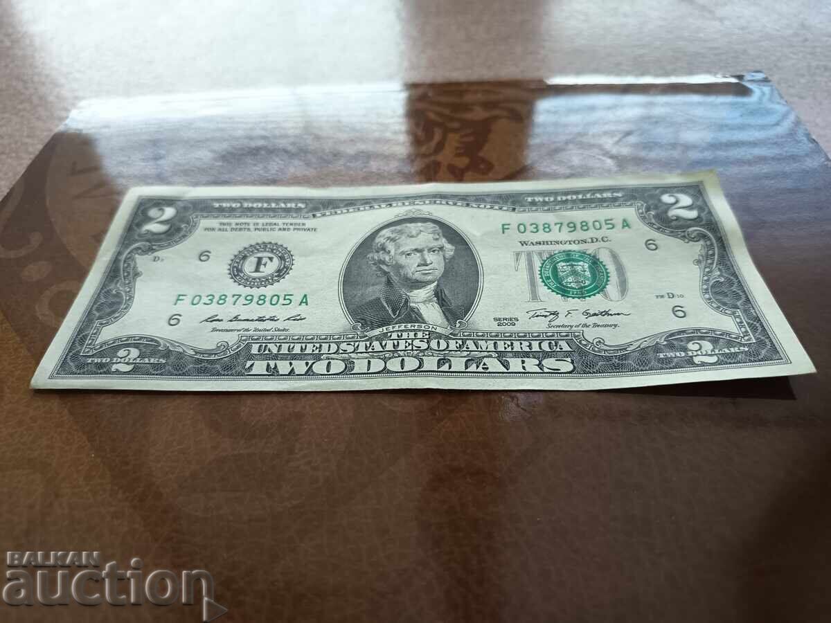 Bancnotă SUA 2 dolari din 2009 Atlanta, Georgia cu preț 11.00 BGN | € 5.62 Bancnotă SUA 2 dolari din 2009 Atlanta, Georgia cu preț 11.00 BGN | € 5.62