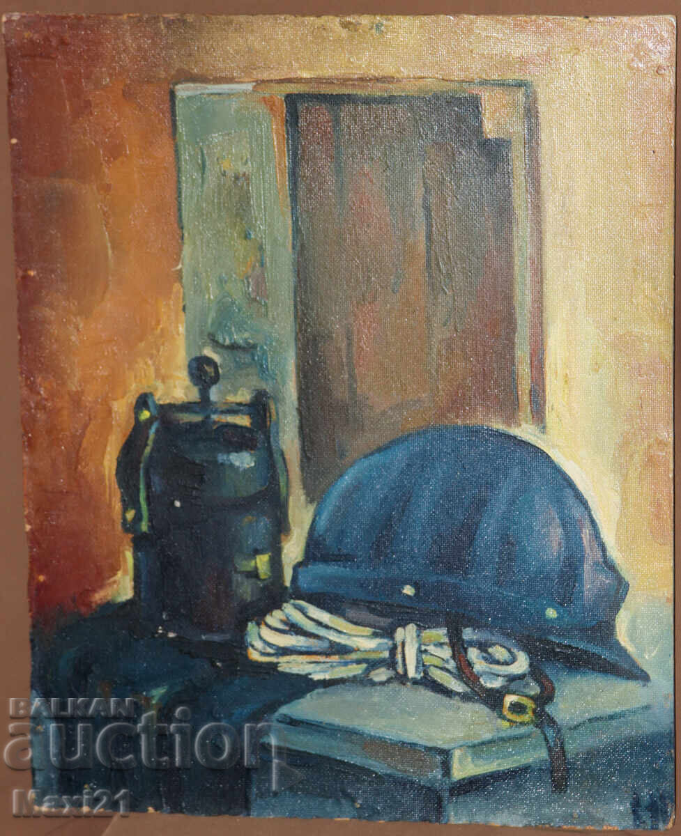 Έργο ζωγραφικής με λάδι νεκρή φύση οικιακά αντικείμενα με τιμή 260.00 BGN | € 132.94