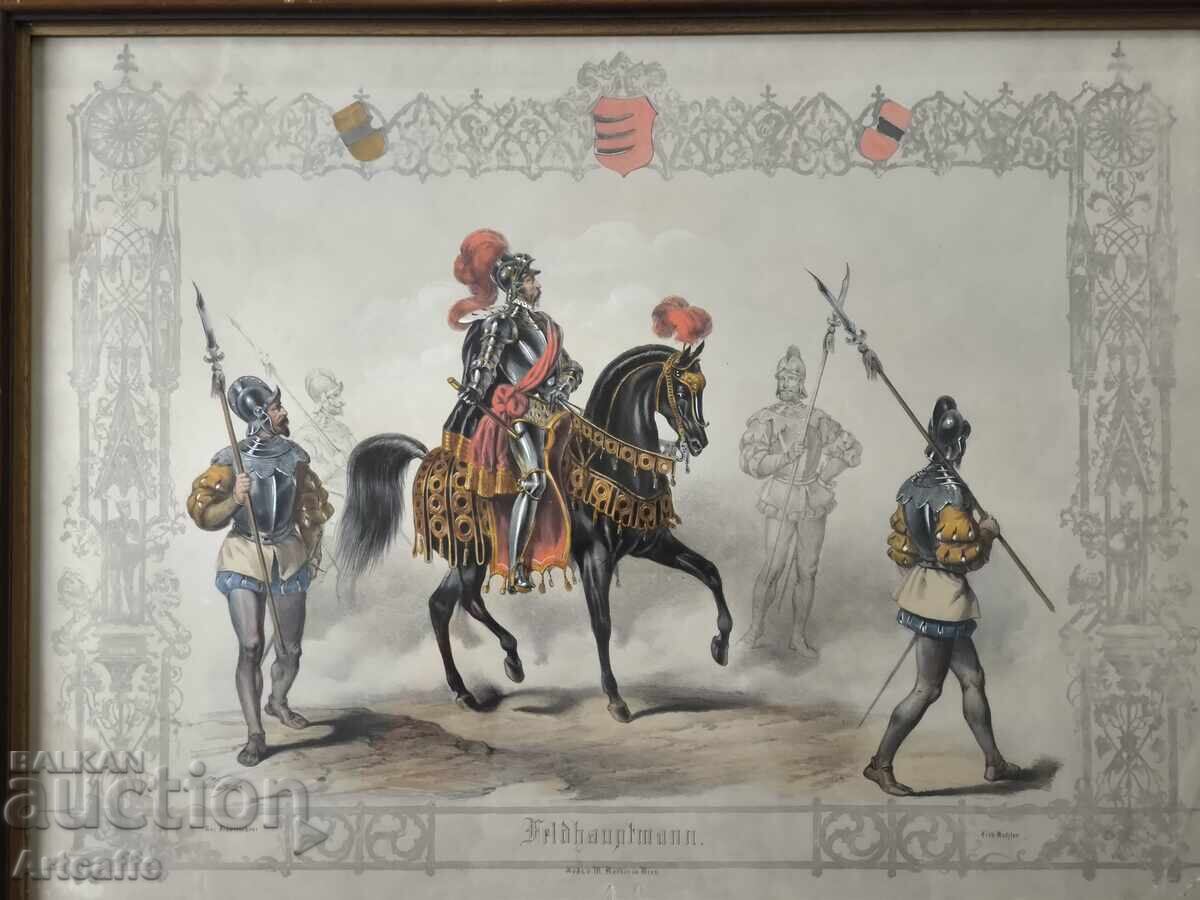 Αρχαία έγχρωμη λιθογραφία πίσω από γυαλί, Βίντζεντς Κατζλέρ Αρχαία έγχρωμη λιθογραφία πίσω από γυαλί, Βίντζεντς Κατζλέρ