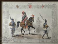 Αρχαία έγχρωμη λιθογραφία πίσω από γυαλί, Βίντζεντς Κατζλέρ