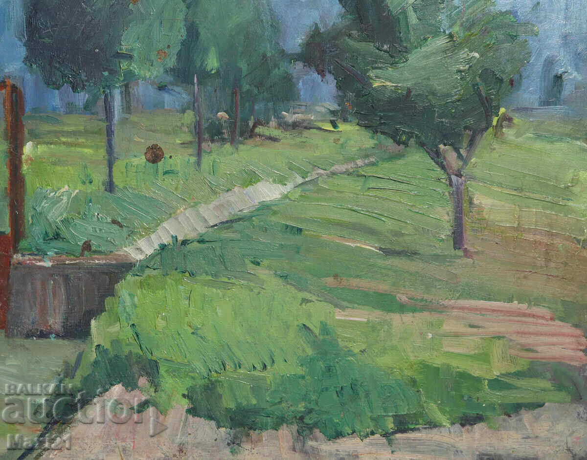 Tablou peisaj, ulei, livadă - 5