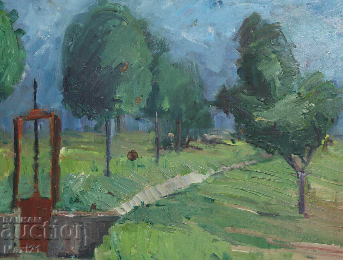 Tablou peisaj, ulei, livadă - 6