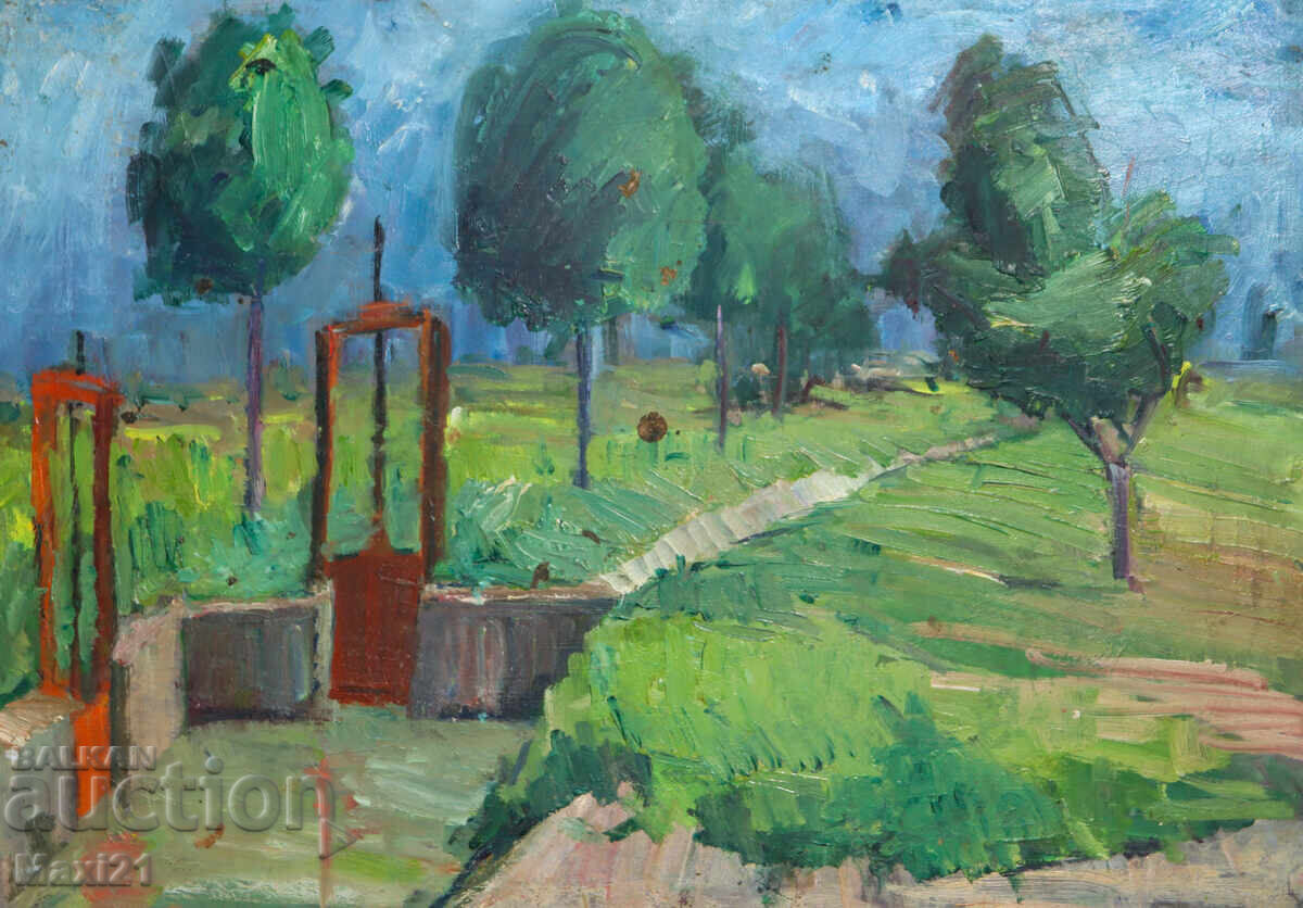 Tablou peisaj, ulei, livadă