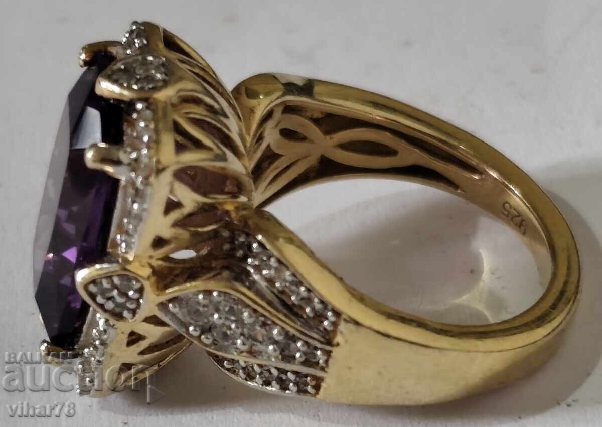 Auction  BEAUTIFUL GOLD-PLATED SILVER LADIES RING