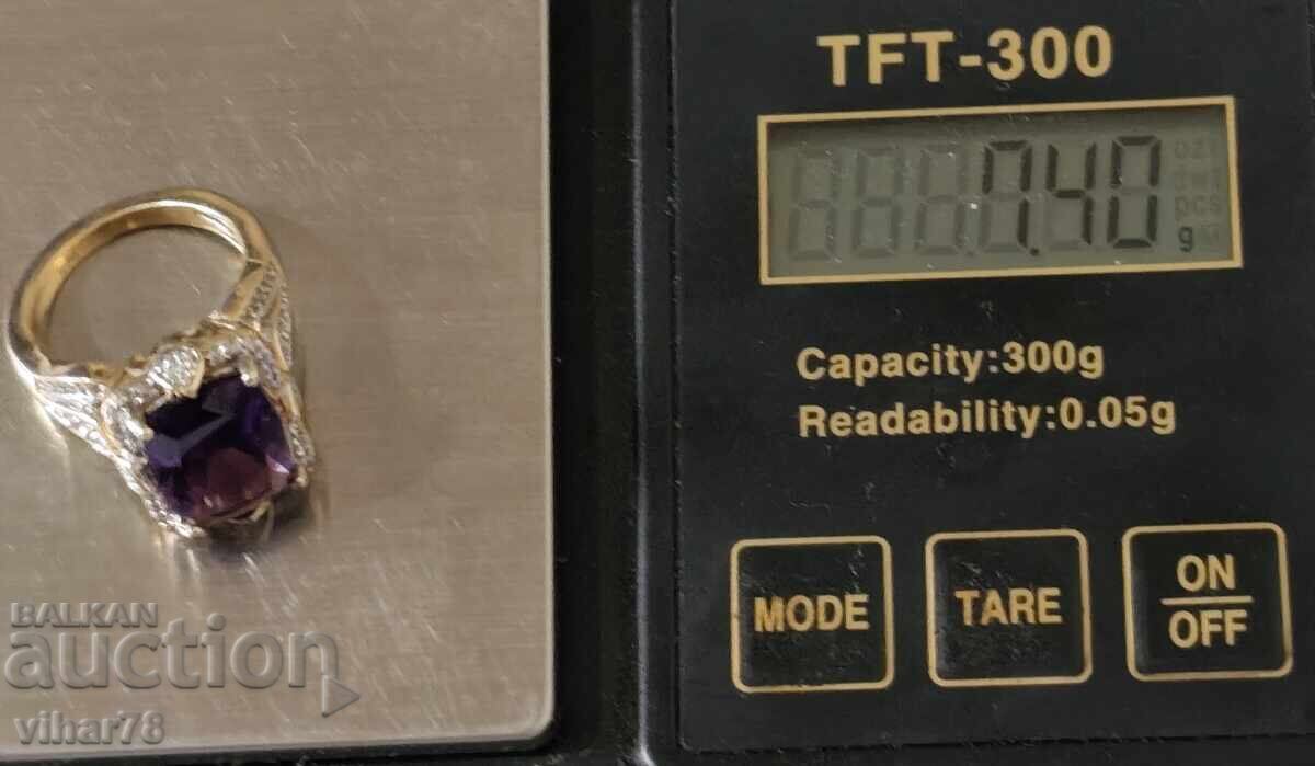 BEAUTIFUL GOLD-PLATED SILVER LADIES RING - 6