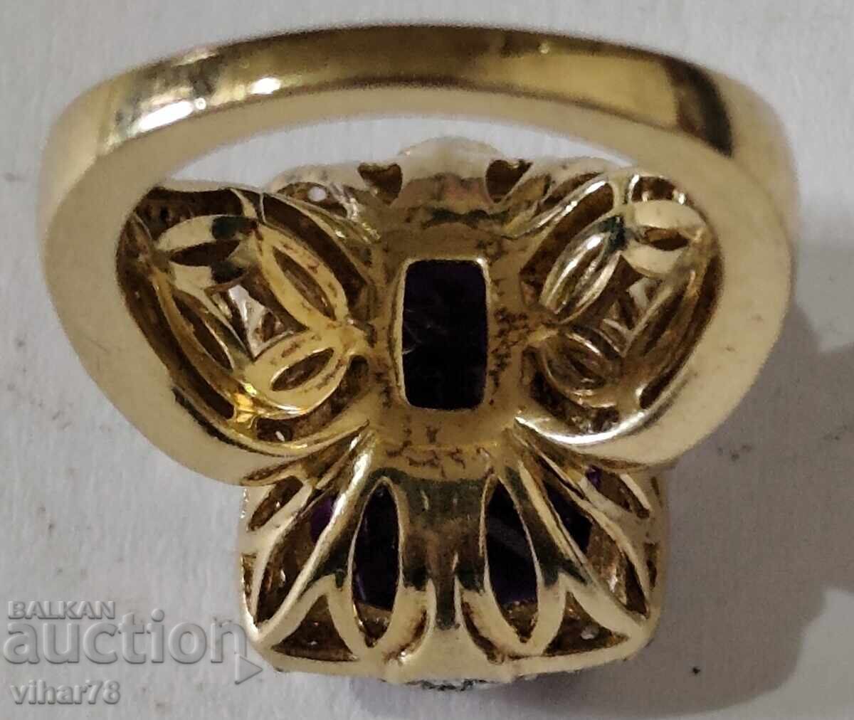 BEAUTIFUL GOLD-PLATED SILVER LADIES RING - 7