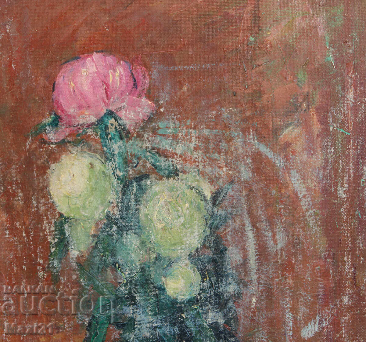 Auction Still life painting oil paints vase with flowers Auction Still life painting oil paints vase with flowers