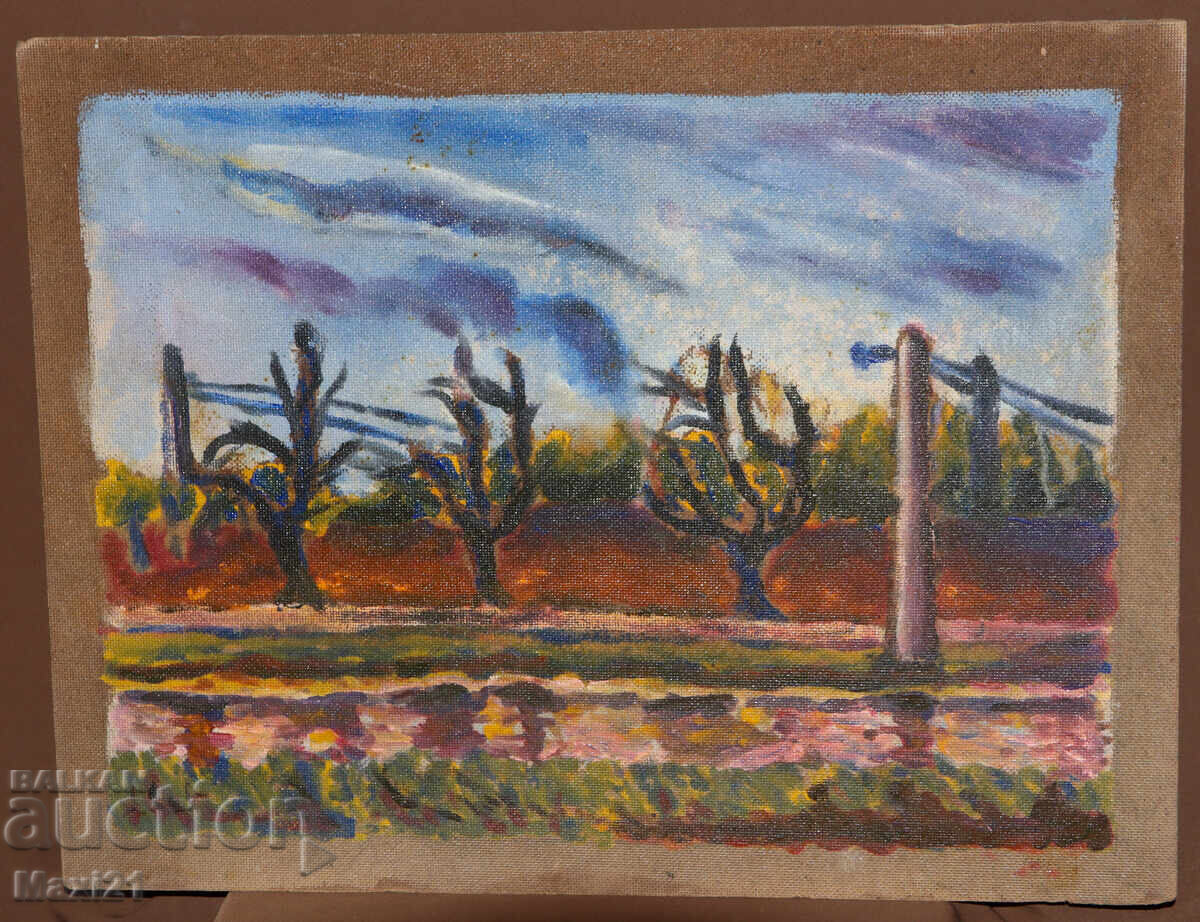 Landscape painting oil paints cloudy autumn with price 250.00 BGN | € 127.82