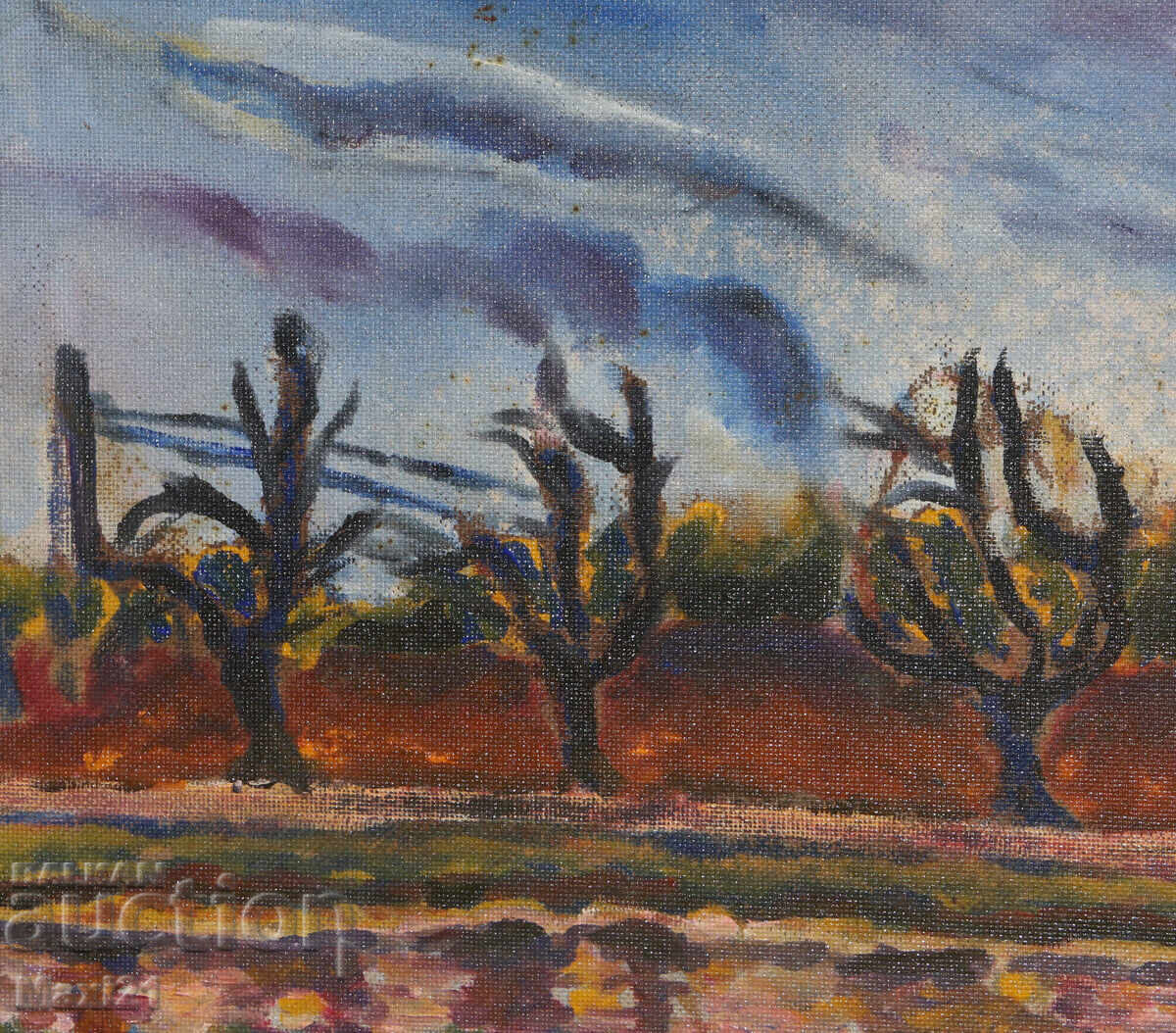 Delivery of Landscape painting oil paints cloudy autumn