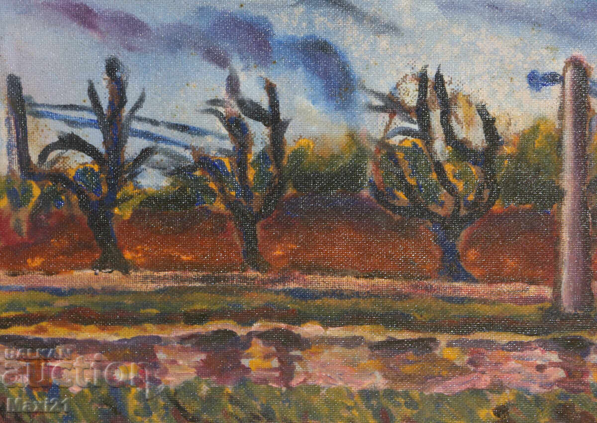Landscape painting oil paints cloudy autumn - 5