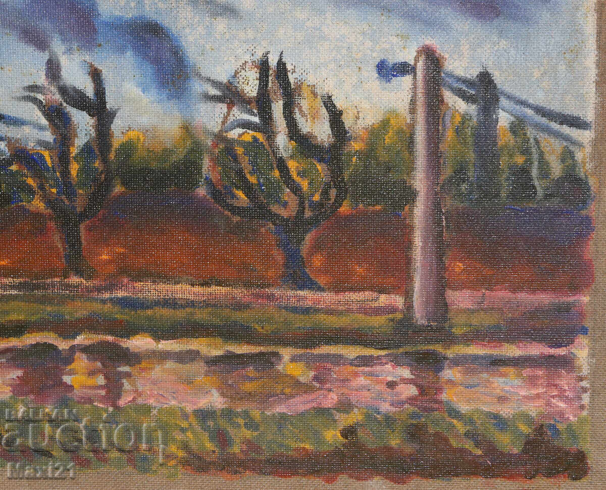 Landscape painting oil paints cloudy autumn - 6