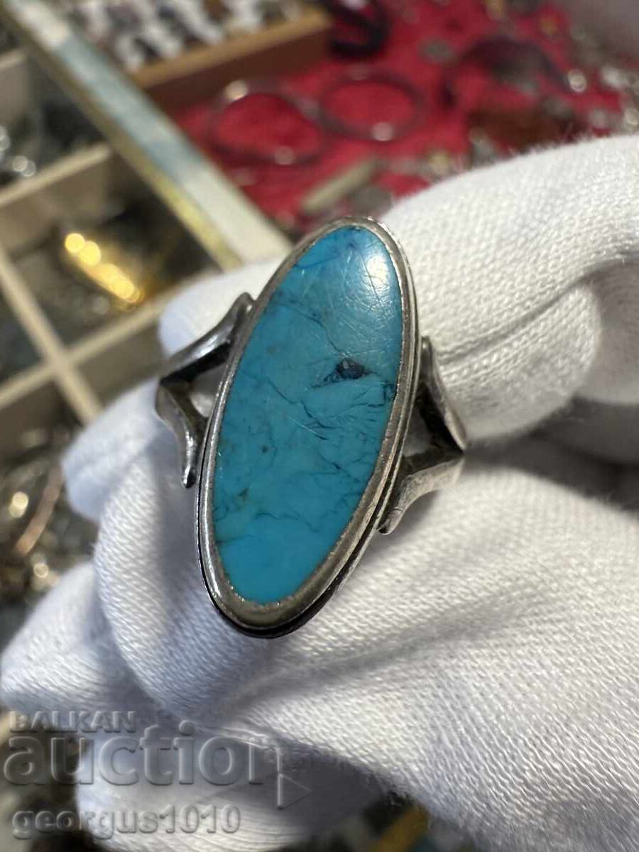 Γυναικείο ασημένιο δαχτυλίδι με τυρκουάζ Νο. 7598