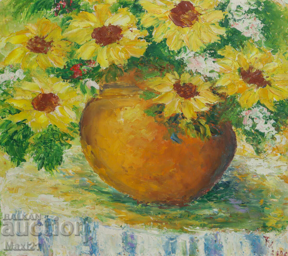 Still life painting oil paints vase with flowers 2006 - 5