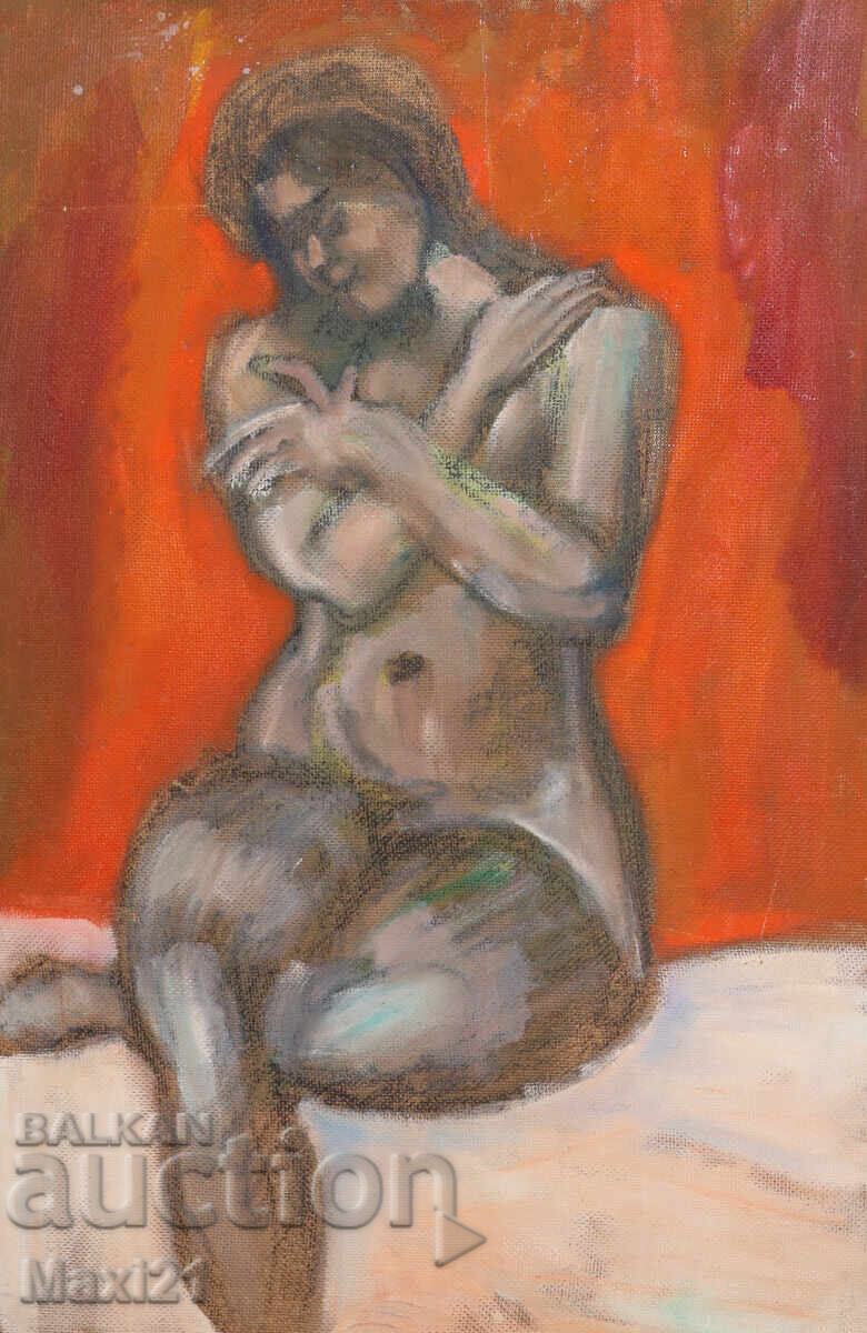 Oil painting female portrait nude body Oil painting female portrait nude body